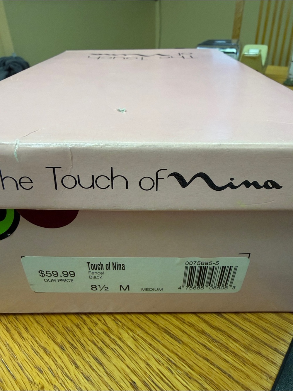 Touch of Nina Pale Pink Shoe Box with Black Logo